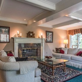09 Living Room (fireplace, coffered ceiling)